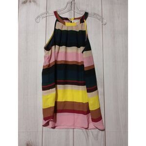 Artisan‎ NY Shirt Ladies Small Sleeveless Navy Pink Semi Sheer
